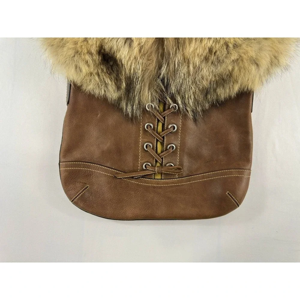 COACH Vintage 2004 Archival Rare Piece Cowhide & COYOTE FUR Hobo No. 1426 Purse
